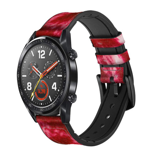 CA0336 Tie dye rouge Bracelet de montre intelligente en cuir et silicone pour Wristwatch Smartwatch