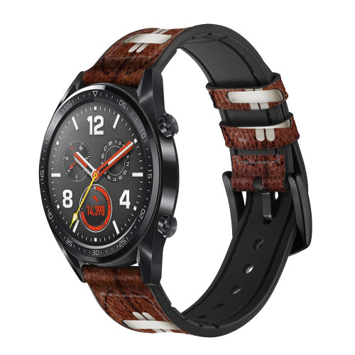 CA0656 Football Imprimé graphique millésimé Bracelet de montre intelligente en cuir et silicone pour Wristwatch Smartwatch