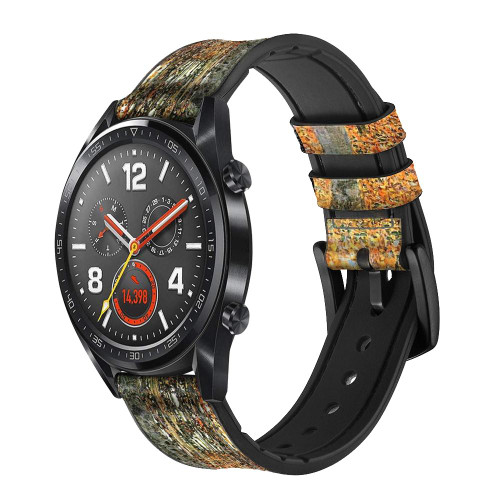 CA0686 Gustav Klimt Bouleau Forêt Bracelet de montre intelligente en cuir et silicone pour Wristwatch Smartwatch