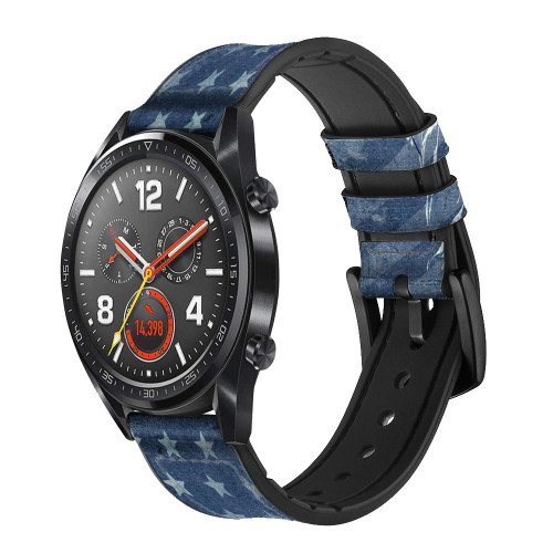 CA0747 Drapeau des États-Unis Statue de la Liberté Bracelet de montre intelligente en cuir et silicone pour Wristwatch Smartwatch