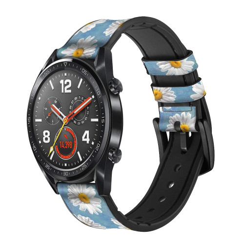 CA0751 Marguerite Florale Bracelet de montre intelligente en cuir et silicone pour Wristwatch Smartwatch