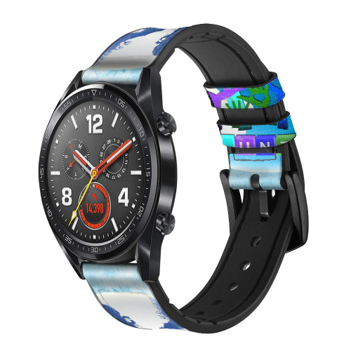CA0765 Bénévoles le monde Faire tourner Bracelet de montre intelligente en cuir et silicone pour Wristwatch Smartwatch