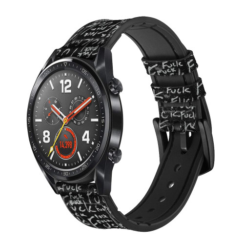 CA0773 Mots drôles Noirboard Bracelet de montre intelligente en cuir et silicone pour Wristwatch Smartwatch