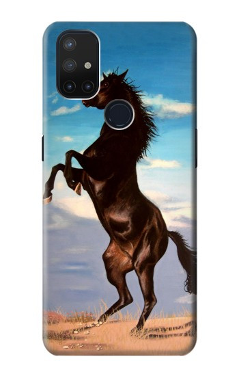 S0934 Sauvage Black Horse Etui Coque Housse pour OnePlus Nord N10 5G
