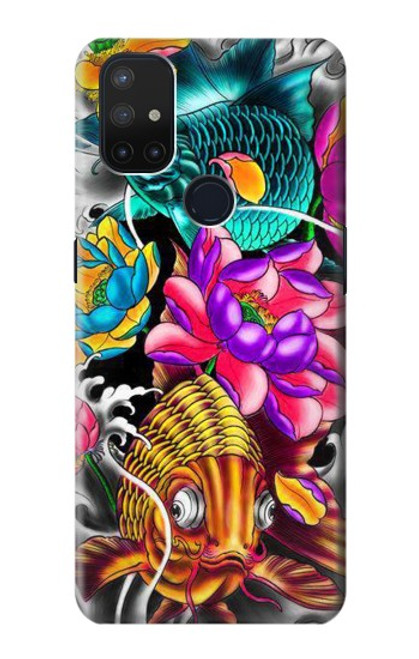 S1630 Poissons japonais Oriental Tatouage Etui Coque Housse pour OnePlus Nord N10 5G
