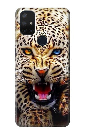 S1932 Bleu yeux Léopard Etui Coque Housse pour OnePlus Nord N10 5G