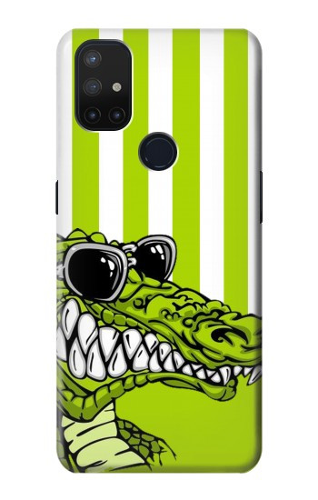 S2323 Crocodile vert drôle d'alligator Etui Coque Housse pour OnePlus Nord N10 5G