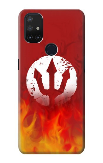 S2803 Feu Rouge Diable Lance Symbole Etui Coque Housse pour OnePlus Nord N10 5G