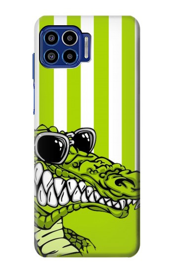 S2323 Crocodile vert drôle d'alligator Etui Coque Housse pour Motorola One 5G