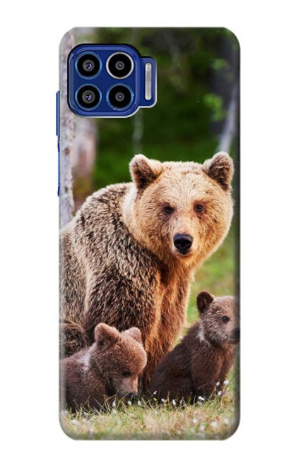 S3558 Famille d'ours Etui Coque Housse pour Motorola One 5G
