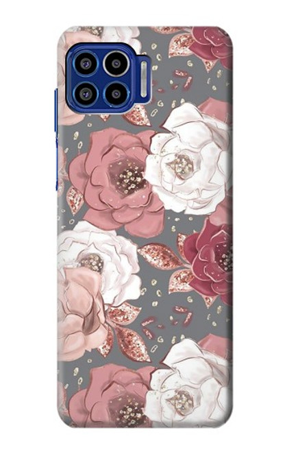 S3716 Motif floral rose Etui Coque Housse pour Motorola One 5G