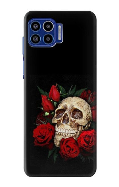S3753 Roses de crâne gothique sombre Etui Coque Housse pour Motorola One 5G