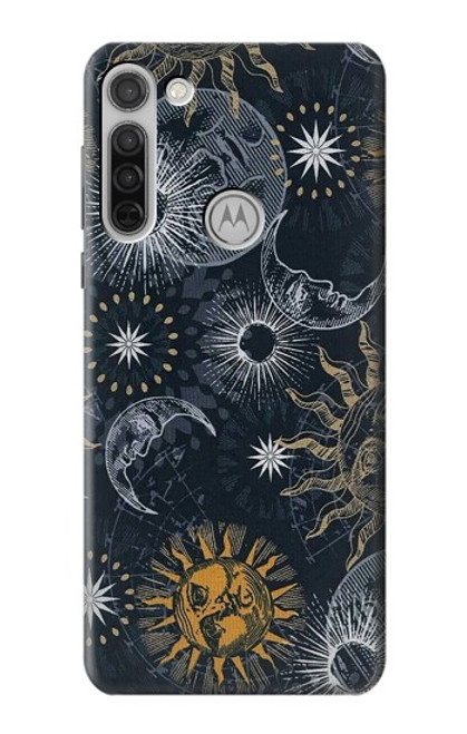 S3702 Lune et soleil Etui Coque Housse pour Motorola Moto G8