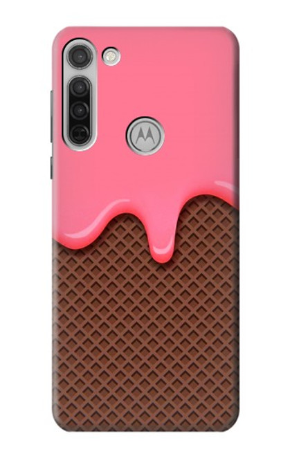 S3754 Cornet de crème glacée à la fraise Etui Coque Housse pour Motorola Moto G8