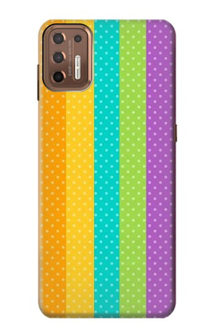 S3678 Vertical arc-en-ciel coloré Etui Coque Housse pour Motorola Moto G9 Plus