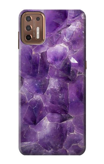 S3713 Graphique violet améthyste à quartz imprimé Etui Coque Housse pour Motorola Moto G9 Plus