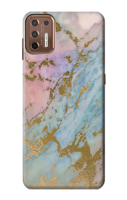 S3717 Imprimé graphique en marbre bleu pastel or rose Etui Coque Housse pour Motorola Moto G9 Plus