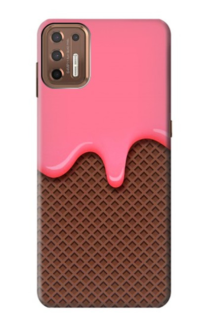 S3754 Cornet de crème glacée à la fraise Etui Coque Housse pour Motorola Moto G9 Plus