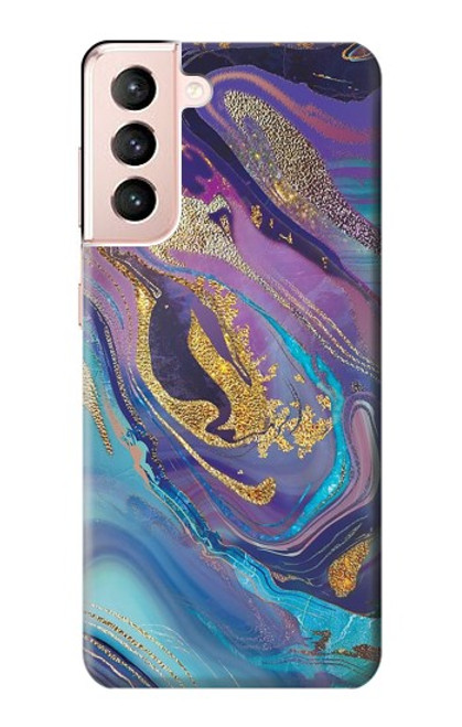 S3676 Pierre de marbre abstraite colorée Etui Coque Housse pour Samsung Galaxy S21 5G