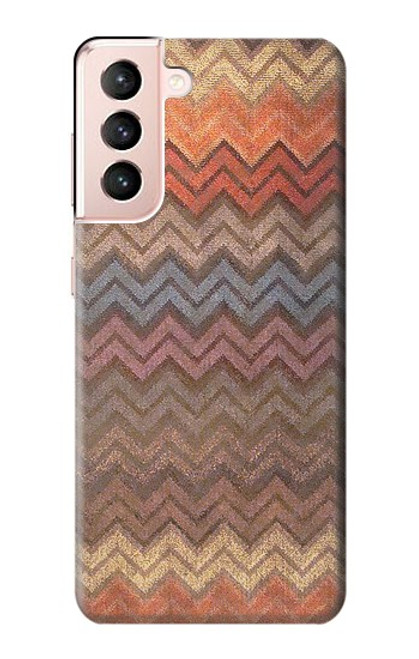 S3752 Motif de tissu en zigzag imprimé graphique Etui Coque Housse pour Samsung Galaxy S21 5G