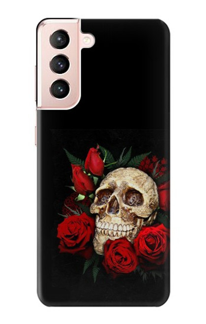 S3753 Roses de crâne gothique sombre Etui Coque Housse pour Samsung Galaxy S21 5G