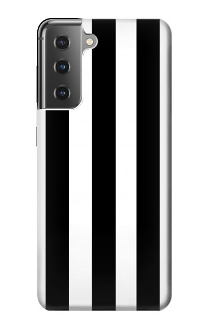 S2297 Noir et blanc rayures verticales Etui Coque Housse pour Samsung Galaxy S21 Plus 5G, Galaxy S21+ 5G
