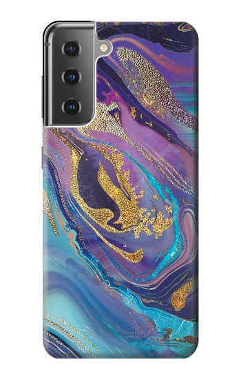 S3676 Pierre de marbre abstraite colorée Etui Coque Housse pour Samsung Galaxy S21 Plus 5G, Galaxy S21+ 5G