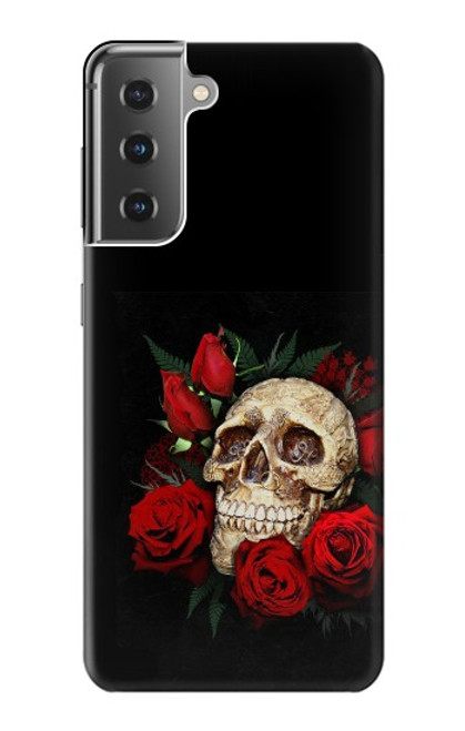 S3753 Roses de crâne gothique sombre Etui Coque Housse pour Samsung Galaxy S21 Plus 5G, Galaxy S21+ 5G