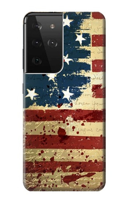 S2349 Old American Drapeau Etui Coque Housse pour Samsung Galaxy S21 Ultra 5G