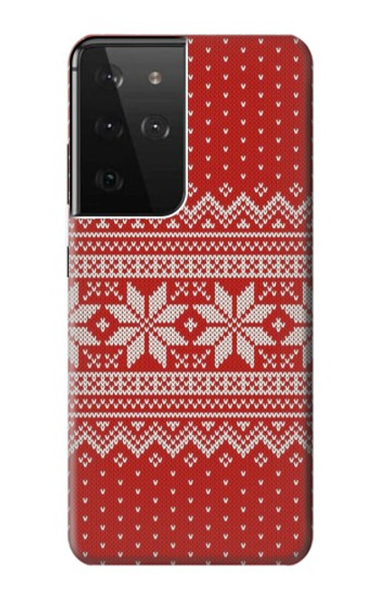 S3384 Motif d'hiver sans couture tricot Etui Coque Housse pour Samsung Galaxy S21 Ultra 5G