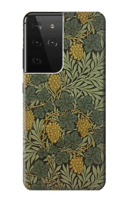 S3662 William Morris Vine Pattern Etui Coque Housse pour Samsung Galaxy S21 Ultra 5G