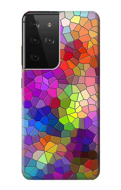 S3677 Mosaïques de briques colorées Etui Coque Housse pour Samsung Galaxy S21 Ultra 5G