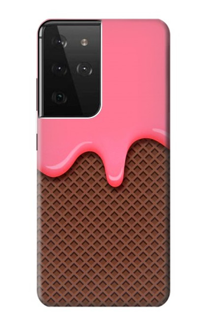 S3754 Cornet de crème glacée à la fraise Etui Coque Housse pour Samsung Galaxy S21 Ultra 5G