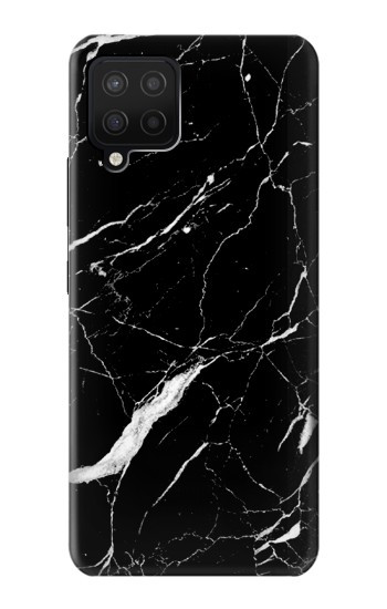S2895 Noir Marbre imprimé graphique Etui Coque Housse pour Samsung Galaxy A12