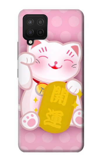 S3025 Rose Maneki Neko chat chanceux Etui Coque Housse pour Samsung Galaxy A12