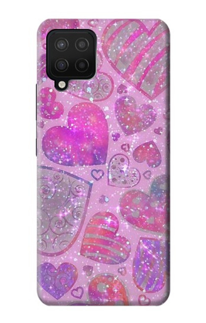 S3710 Coeur d'amour rose Etui Coque Housse pour Samsung Galaxy A12