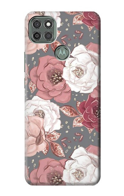 S3716 Motif floral rose Etui Coque Housse pour Motorola Moto G9 Power
