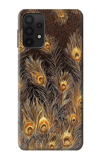 S3691 Plume de paon d'or Etui Coque Housse pour Samsung Galaxy A32 5G