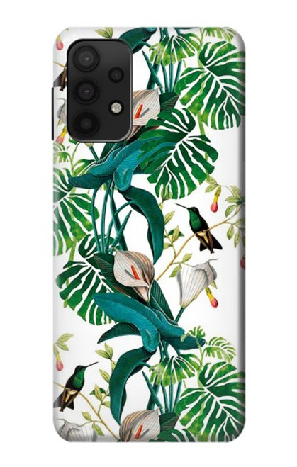 S3697 Oiseaux de la vie des feuilles Etui Coque Housse pour Samsung Galaxy A32 5G