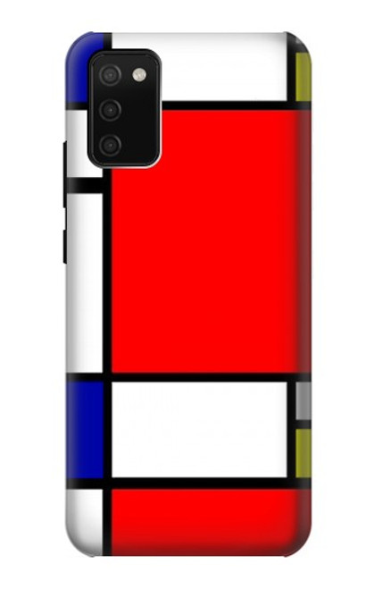 S0157 Composition Rouge Bleu Jaune Etui Coque Housse pour Samsung Galaxy A02s, Galaxy M02s