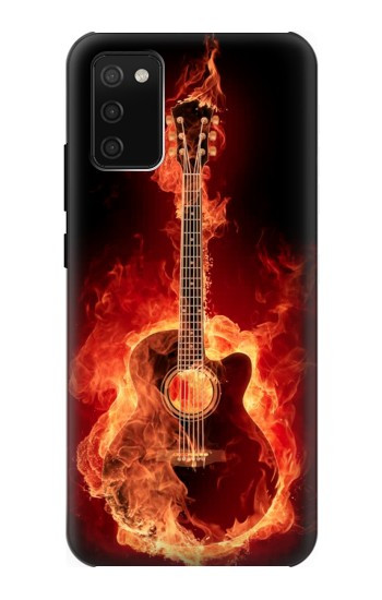 S0415 Graver guitare feu Etui Coque Housse pour Samsung Galaxy A02s, Galaxy M02s