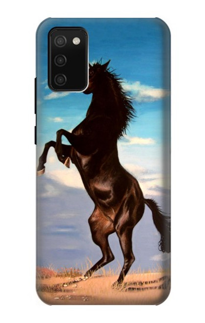 S0934 Sauvage Black Horse Etui Coque Housse pour Samsung Galaxy A02s, Galaxy M02s