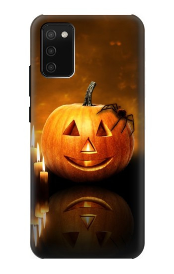 S1083 Citrouille araignée bougies Halloween Etui Coque Housse pour Samsung Galaxy A02s, Galaxy M02s