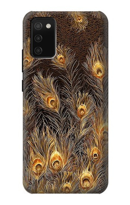 S3691 Plume de paon d'or Etui Coque Housse pour Samsung Galaxy A02s, Galaxy M02s