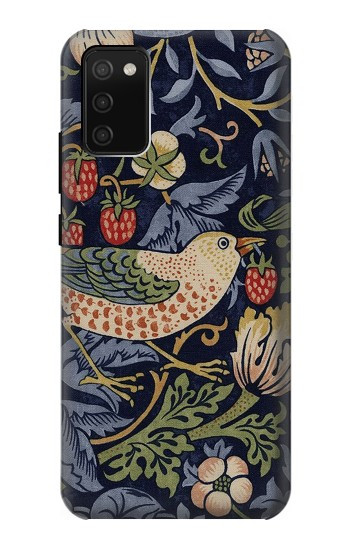 S3791 William Morris Strawberry Thief Fabric Etui Coque Housse pour Samsung Galaxy A02s, Galaxy M02s