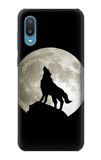 S1981 Loup hurlant à la lune Etui Coque Housse pour Samsung Galaxy A04, Galaxy A02, M02