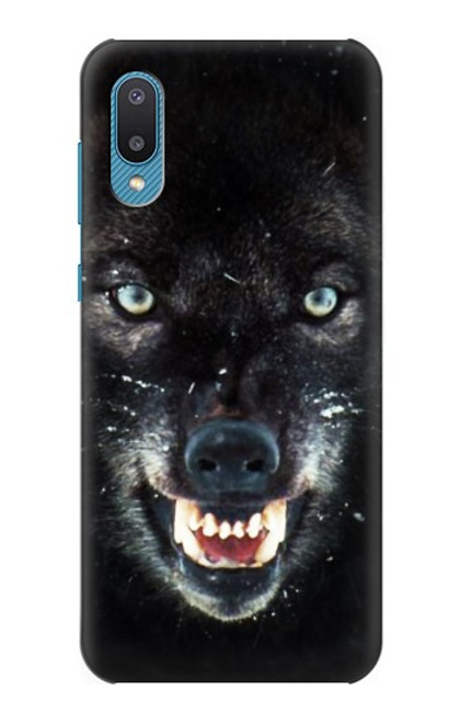 S2823 Noir Loup Bleu Yeux Visage Etui Coque Housse pour Samsung Galaxy A04, Galaxy A02, M02