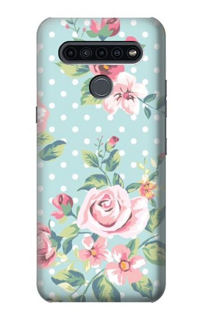 S3494 Rose à pois millésimé Etui Coque Housse pour LG K41S