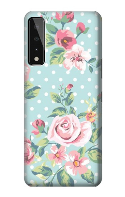 S3494 Rose à pois millésimé Etui Coque Housse pour LG Stylo 7 4G