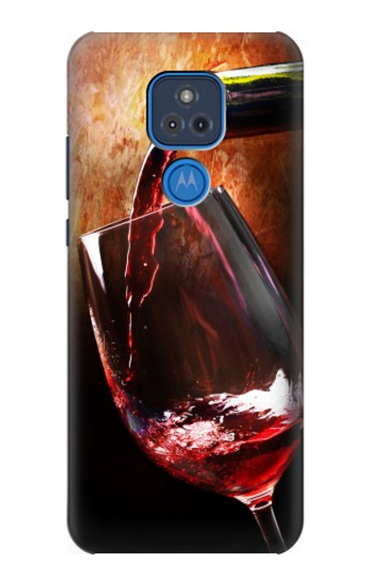 S2396 Rouge Bouteille de vin et le verre Etui Coque Housse pour Motorola Moto G Play (2021)